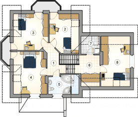 Rzut projektu S-GL 454 Koralik - Poddasze