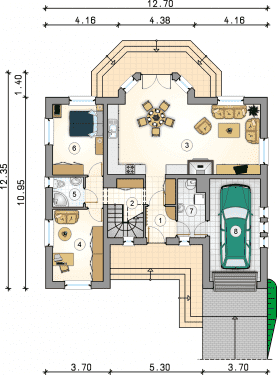 Rzut projektu S-GL 138 Czaruś - Parter