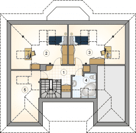 Rzut projektu S-GL 138 Czaruś - Poddasze