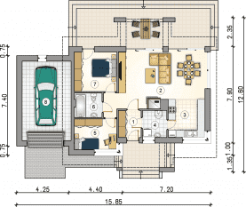 Rzut projektu S-GL 764 Ricardo II - Parter