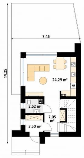 Rzut projektu Agrest 2 (CE) - parter