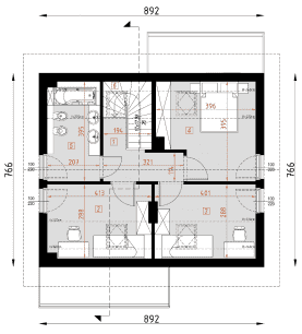 Rzut projektu D153BD - WT2021 wersja drewniana - Poddasze
