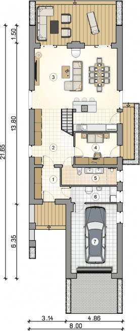 Rzut projektu S-GL 1675 Bari V - Parter