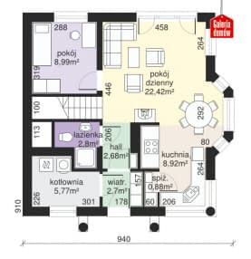 Rzut projektu Dom przy Przyjaznej - Parter