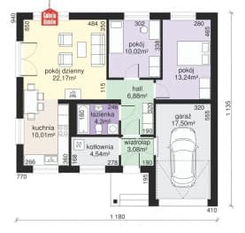 Rzut projektu Dom przy Przyjemnej 3 - Parter