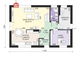 Rzut projektu Dom przy Alabastrowej 19 - Parter