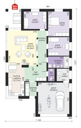 Rzut projektu Dom przy Pastelowej 3 bis - Parter