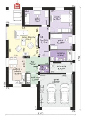 Rzut projektu Dom przy Pastelowej 7 - Parter