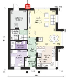 Rzut projektu Dom przy Sielskiej 6 - Parter