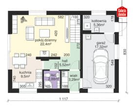 Rzut projektu Dom przy Alabastrowej 30 - Parter