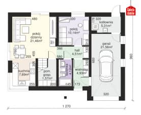 Rzut projektu Dom przy Alabastrowej 57 - Parter