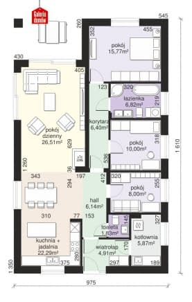 Rzut projektu Dom przy Pastelowej 26 - Parter