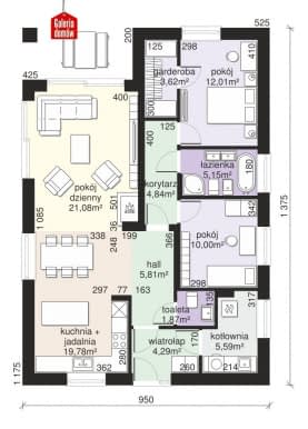 Rzut projektu Dom przy Pastelowej 27 - Parter