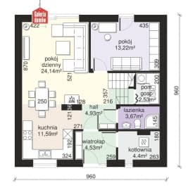 Rzut projektu Dom przy Cyprysowej 61 - Parter