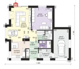 Rzut projektu Dom przy Pomarańczowej 4 - Parter