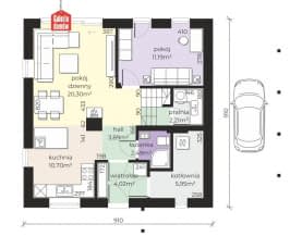 Rzut projektu Dom przy Cyprysowej 68 - Parter