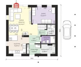 Rzut projektu Dom przy Cyprysowej 72 - Parter