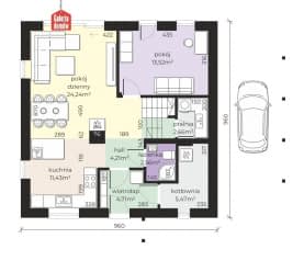 Rzut projektu Dom przy Cyprysowej 73 - Parter