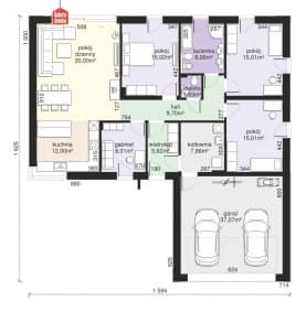 Rzut projektu Dom przy Olchowej 6 - Parter