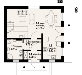 Rzut projektu bobowa - Parter