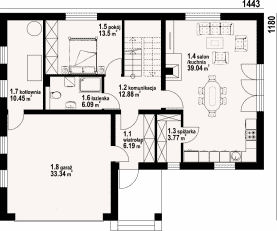 Rzut projektu kasztanowo 3mgg - Parter