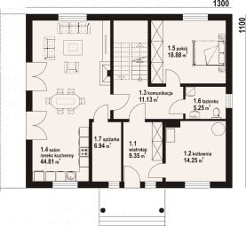 Rzut projektu darłowo b1m - Parter