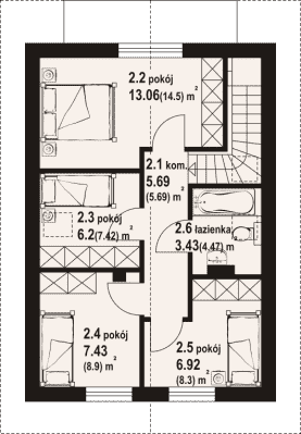 Rzut projektu gronów aa 70 - Poddasze