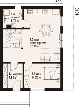 Rzut projektu grajewo a3 dws - Parter