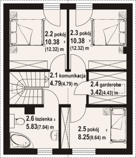 Rzut projektu grodziec bb 70 dws - Poddasze