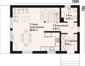 Rzut projektu osieczno bb 70 dws - Parter