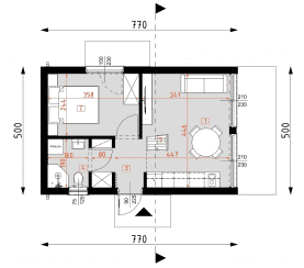 Rzut projektu DM12 - wersja drewniana - Parter