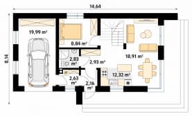 Rzut projektu Okruszek (PH) - parter