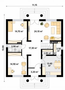 Rzut projektu Brawo (Y) - parter