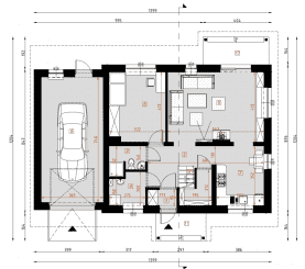Rzut projektu D101 - Tobiasz z piwnicą WT2021 - Parter