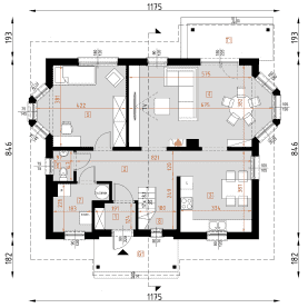 Rzut projektu D97 - Marcjanna WT2021 wersja drewniana - Parter