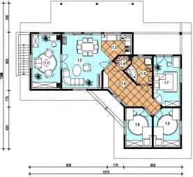 Rzut projektu A-113 szkieletowy - Parter
