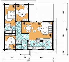 Rzut projektu A-106 szkieletowy - Parter