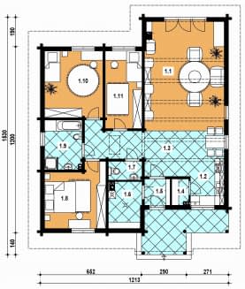 Rzut projektu A-104 z bali - Parter