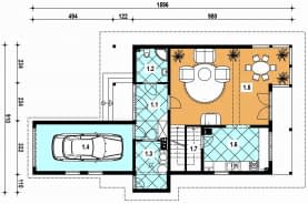 Rzut projektu A-101 szkieletowy - Parter