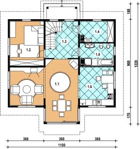 Rzut projektu L-70 szkieletowy - Parter