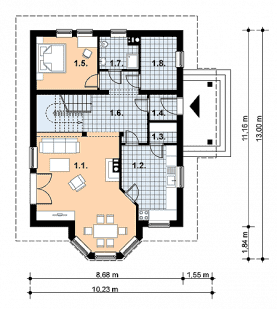 Rzut projektu L-58 murowany - Parter