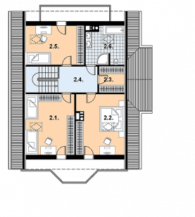 Rzut projektu L-58 murowany - Poddasze