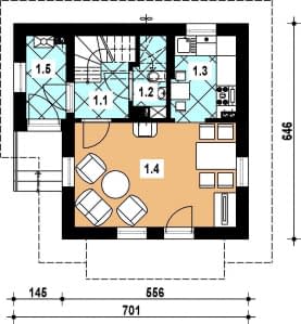 Rzut projektu L-56 murowany - Parter