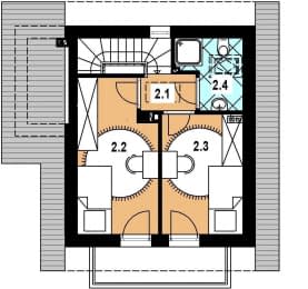 Rzut projektu L-56 murowany - Poddasze