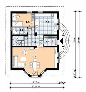 Rzut projektu L-50 murowany - Parter