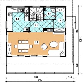Rzut projektu A-154 szkieletowy - Parter