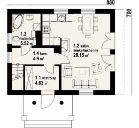 Rzut projektu grybów mały - Parter