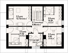 Rzut projektu zawoja średnia - Poddasze