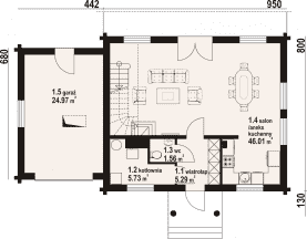 Rzut projektu cisów dw - Parter
