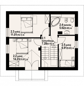 Rzut projektu grabie średnie 13 - Poddasze